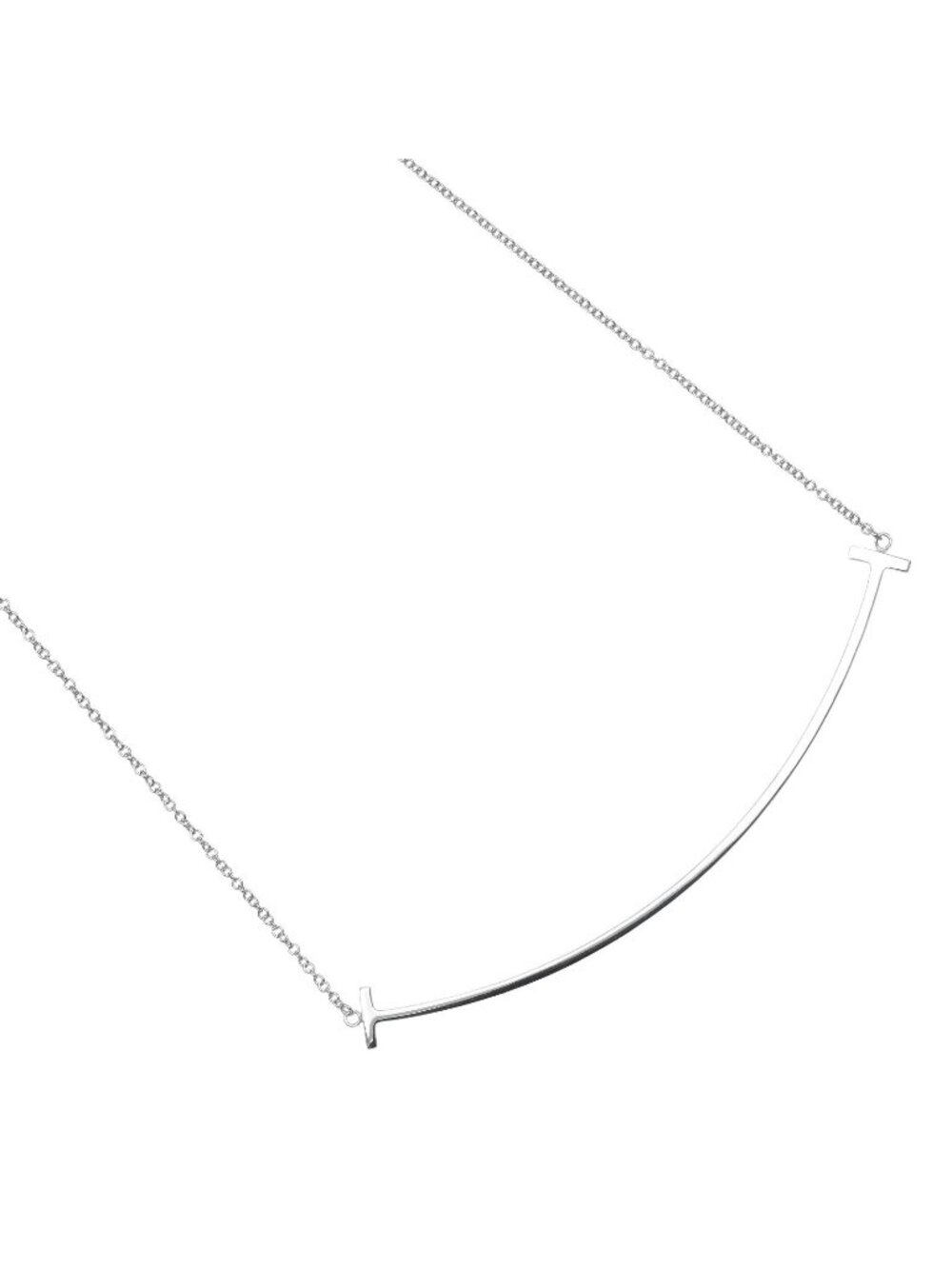 Tiffany & Co T Smile Large White Gold Necklace